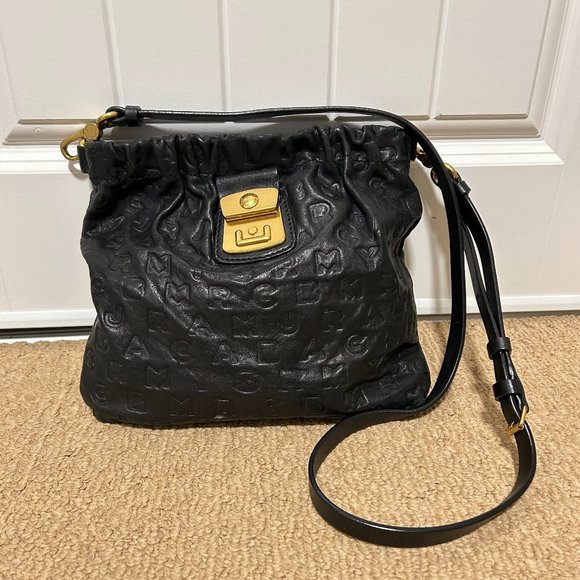 Marc by Marc Jacobs Dreamy Letter Embossed Crossbody Bag - Black leather - Picture 1 of 16